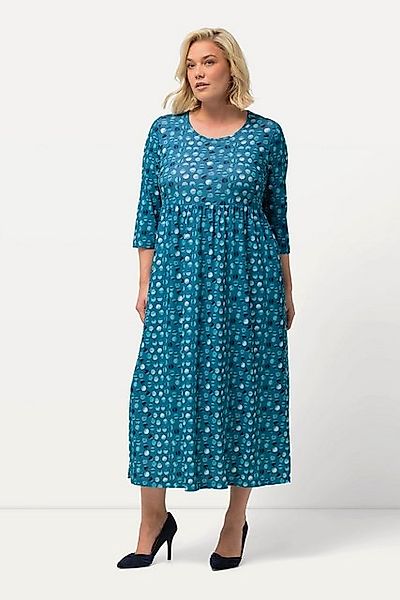 Ulla Popken Maxikleid Jerseykleid Punkte A-Linie Rundhals 3/4-Arm günstig online kaufen