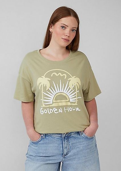 QS Kurzarmshirt Baumwollshirt mit Frontprint günstig online kaufen