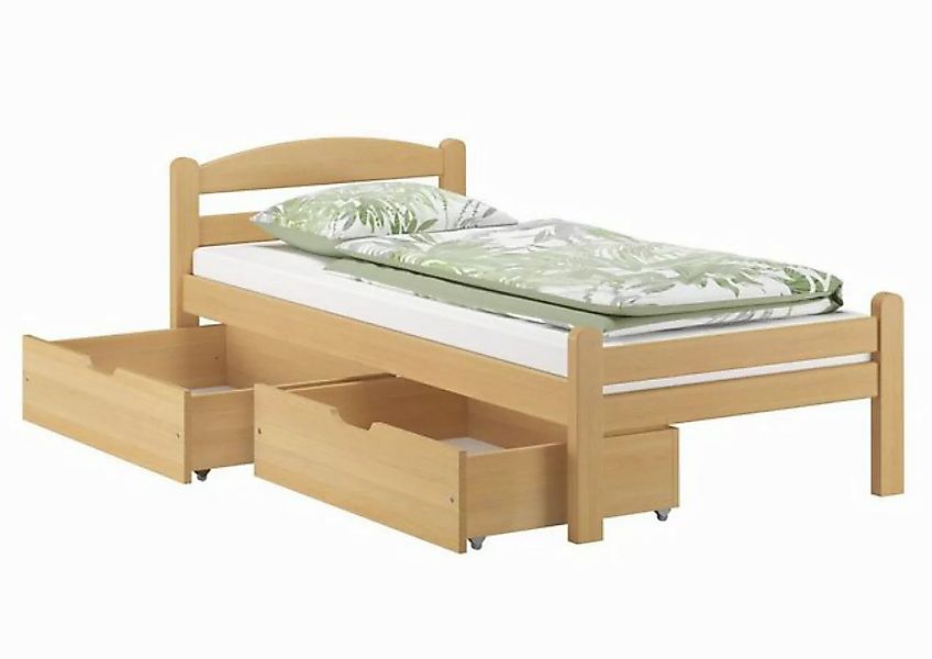 ERST-HOLZ Bett Einzelbett Gästebett massiv Buche Natur 90x200, Buchefarblos günstig online kaufen