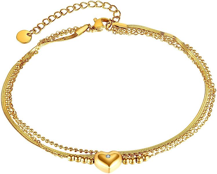 Firetti Fußkette Schmuck Geschenk Edelstahl Körperschmuck Herzen Liebe, mit günstig online kaufen