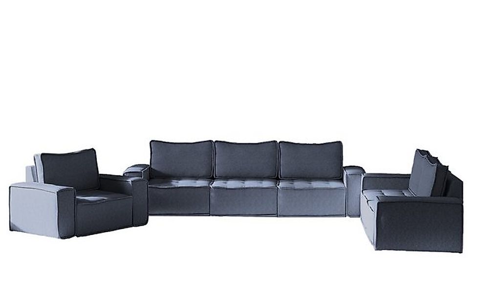 Fun Möbel Polstergarnitur Sofaset Modulsofa-Set 6-teilig SANDE 3-2-1 in Sto günstig online kaufen