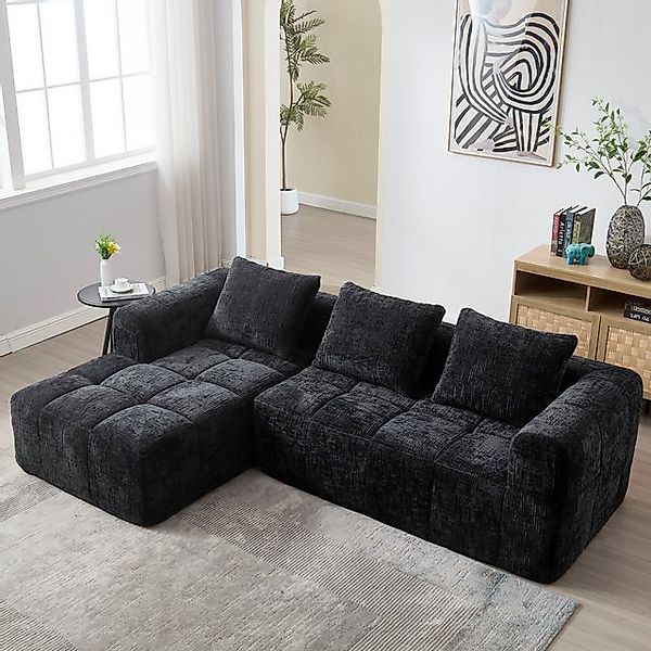 OKWISH Sofa Schlafsofa Kindersofa Loungesofa, mit Chaiselongue und 3 Kissen günstig online kaufen