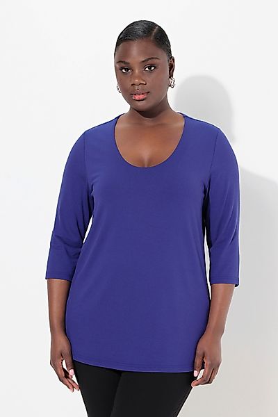 Ulla Popken T-Shirt Shirt tiefer Rundhalsausschnitt günstig online kaufen