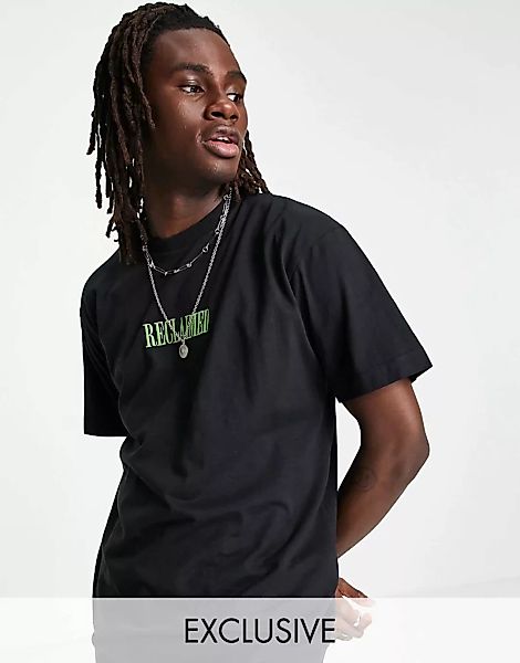 Reclaimed Vintage – T-Shirt aus strukturiertem Jersey mit Logo in Schwarz günstig online kaufen