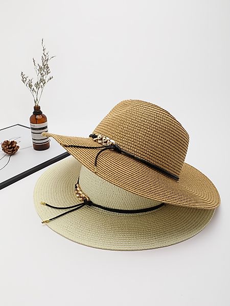 1pc Strohhalm mit breiter Krempe Hut günstig online kaufen