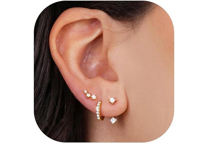 LuxusKollektion Schmuckset Ohrringe Silber 925 14K Vergoldet Damen Klein Cr günstig online kaufen