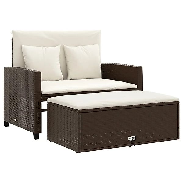 vidaXL Gartensofa mit Kissen 2-Sitzer Braun Poly Rattan 365133 günstig online kaufen