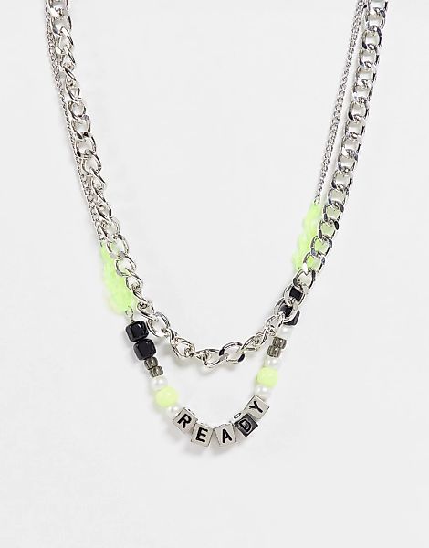 Bershka – Silberfarbene Halskette mit Kunstperlen günstig online kaufen
