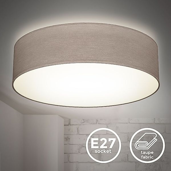 B.K.Licht Deckenleuchte Stoff-Deckenlampe Ø38cm 2-fammig E27 günstig online kaufen