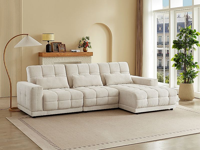 Eckrelaxsofa elektrisch - Ecke rechts - Strukturstoff - Beige - DOREA von P günstig online kaufen