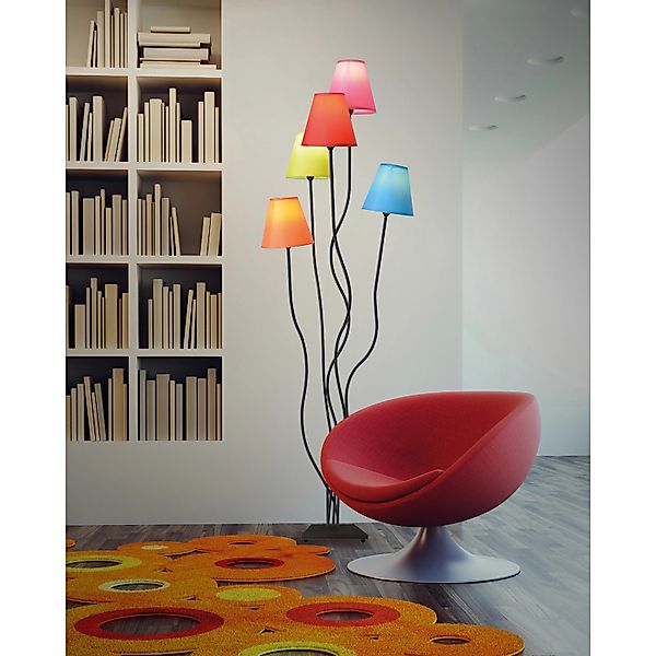 näve Stehlampe Colori, ohne Leuchtmittel, 5flg. bunte Textilschirme orange, günstig online kaufen