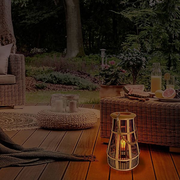 LED-Solar-Dekoleuchte Korb, 34 cm, schwarz/natur günstig online kaufen