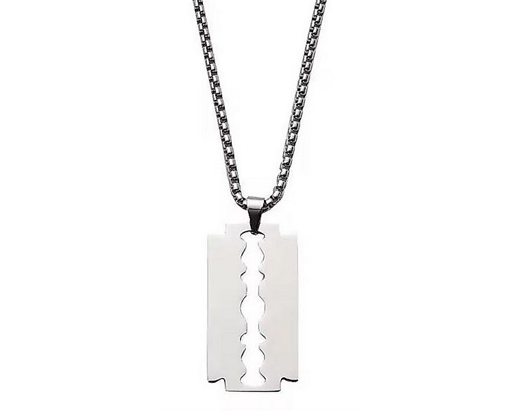 KARMA Kette mit Anhänger Herrenkette Edelstahl Silber mit Anhänger Rasierkl günstig online kaufen