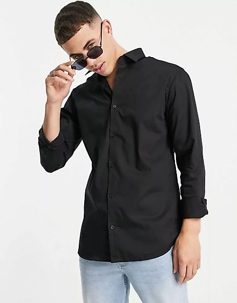 Jack & Jones – Essentials – Bügelfreies, elegantes Hemd in Schwarz mit schm günstig online kaufen