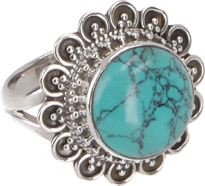 Guru-Shop Silberring Boho Silberring, großer floraler günstig online kaufen