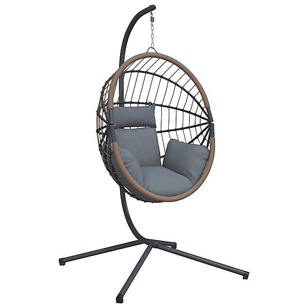 vidaXL Hängesessel Ei-Design mit Ständer Hellgrau Rattan und Stahl 2152740 günstig online kaufen