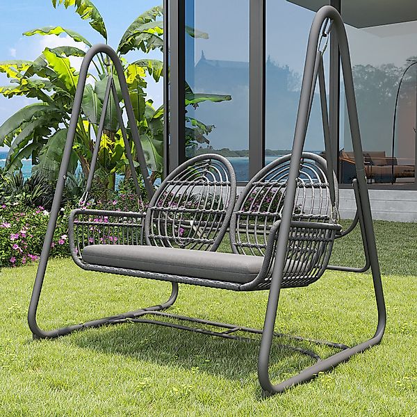 Merax Hollywoodschaukel, 2-Sitzer, Schlaffunktion, Gartenschaukel Doppelsch günstig online kaufen