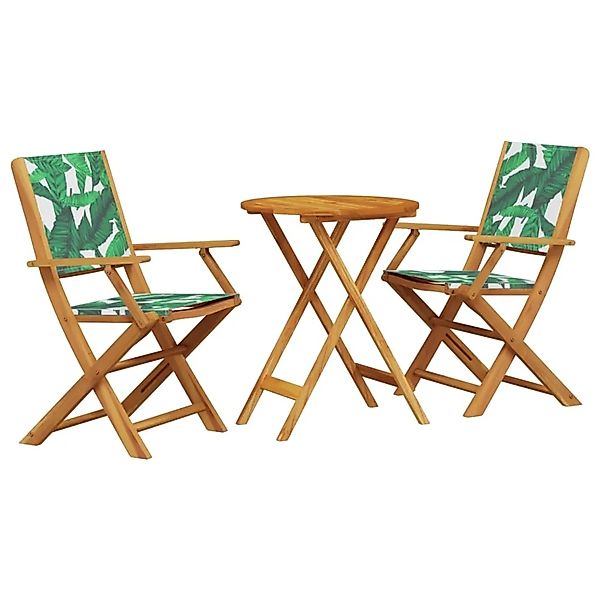 vidaXL 3-tlg Bistro-Set Blattmuster Stoff und Massivholz Modell 5 günstig online kaufen