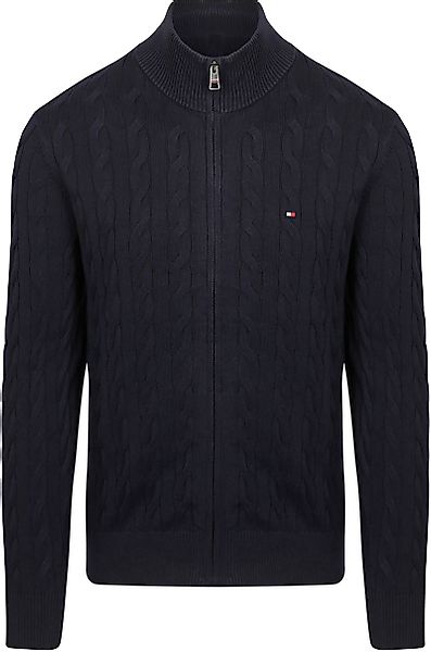 Tommy Hilfiger Strickjacke Zip Cable Navy - Größe XL günstig online kaufen