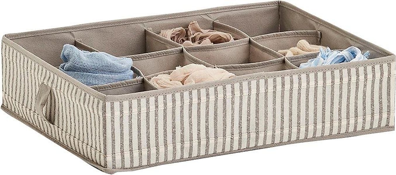 Zeller Present Aufbewahrungsbox Stripes, 12 Fächer, faltbar, Vlies, beige günstig online kaufen