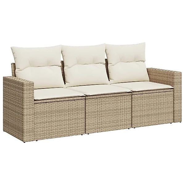 vidaXL 3-Tlg Garten-Sofagarnitur mit Kissen Beige Poly Rattan 3250995 günstig online kaufen