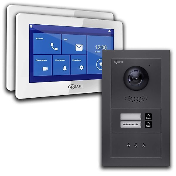 Goliath Basic Line 2-Familienhaus Video Türsprechanlage Monitor Weiß - Anth günstig online kaufen