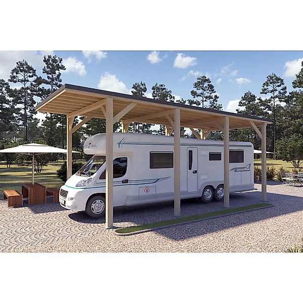 Holzbrüder Camping-Carport Ralf 32m² Natur-Dunkelgrau günstig online kaufen