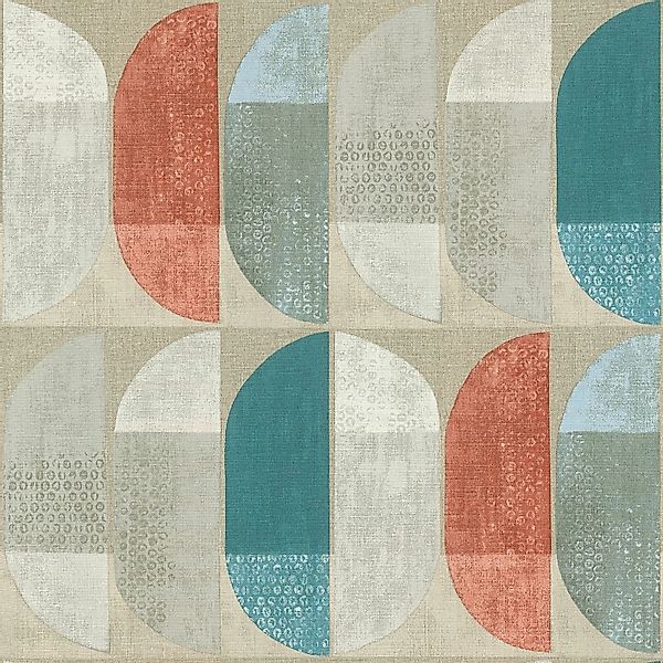 PROFHOME 375311-GU Grafik Tapete Geometrisch Matt Beige Rot Blau 0,53 m x 1 günstig online kaufen