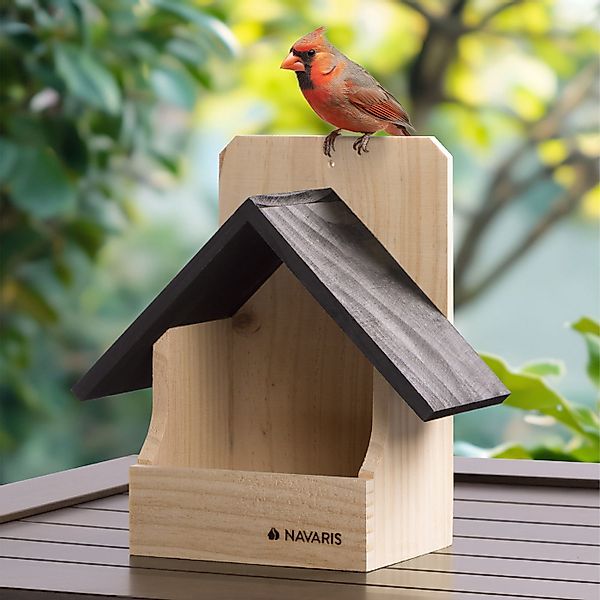 Navaris Tierhaus Nistkasten für Vögel - Robustes Vogelfutterhaus aus Kiefer günstig online kaufen