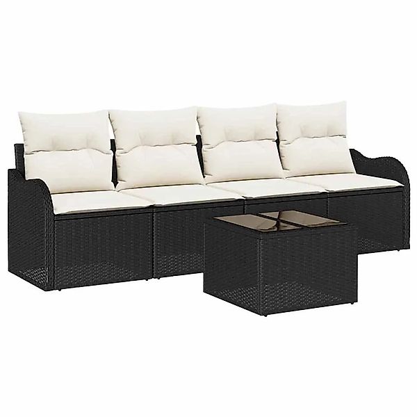 vidaXL Gartensofa-set mit Speicher 5-Tlg Schwarz und Creme Poly-Rattan 3354 günstig online kaufen