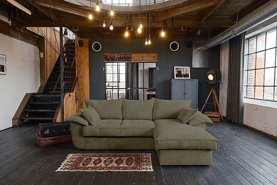 KAWOLA Ecksofa DAMETO, Schlafsofa Couch Cord günstig online kaufen