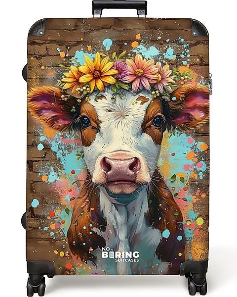 NoBoringSuitcases.com© Hartschalen-Trolley Graffiti-Kuh mit bunten Blumen 7 günstig online kaufen
