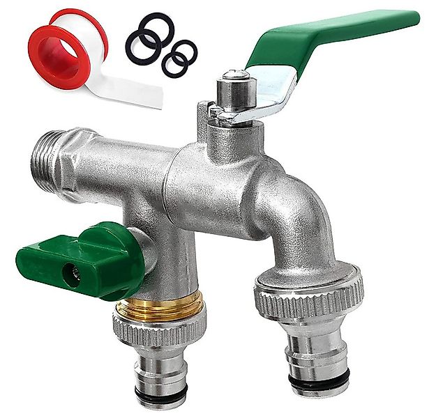NUODWELL Absperrventil Garten Wasserhahn, Doppel Auslaufhahn 1/2 Zoll & 3/4 günstig online kaufen