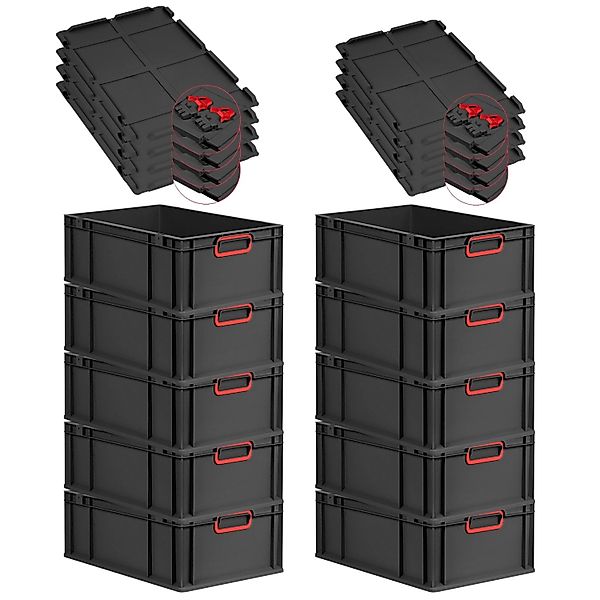 PROREGAL SuperSparSet 10x Eurobox Nextgen Color Mit Scharnierdeckel HxBxT 2 günstig online kaufen