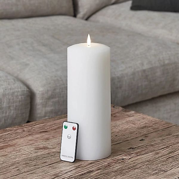 TruGlow® LED Stumpenkerze weiß breit 25cm mit Fernbedienung günstig online kaufen