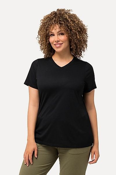 Ulla Popken T-Shirt Funktionsshirt antibakteriell V-Ausschnitt Halbarm günstig online kaufen
