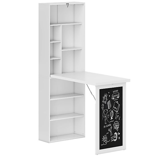 HOMCOM Schreibtisch klappbar mit 6 Fächer Bücherregal mit 3 Regale Computer günstig online kaufen