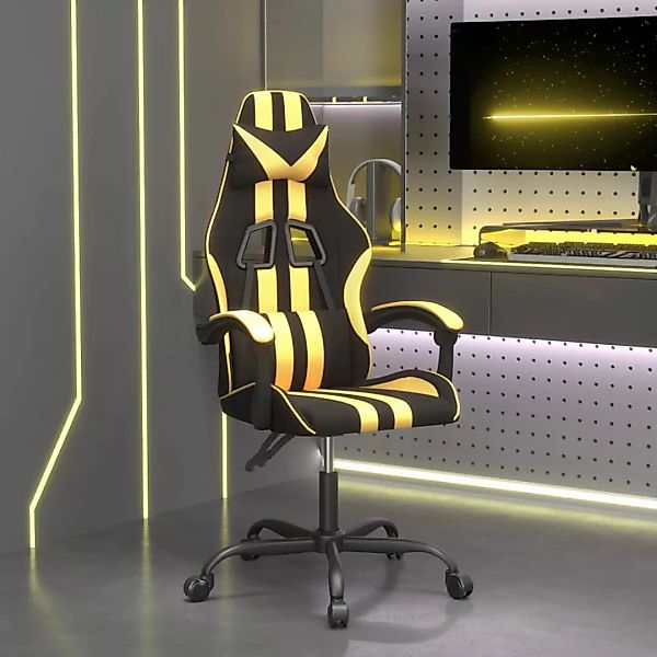 Vidaxl Gaming-stuhl Drehbar Schwarz Und Golden Kunstleder günstig online kaufen