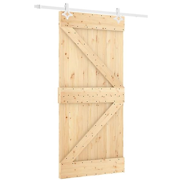 vidaXL Schiebetür mit Beschlag 100x210 cm Massivholz Kiefer 3203178 günstig online kaufen