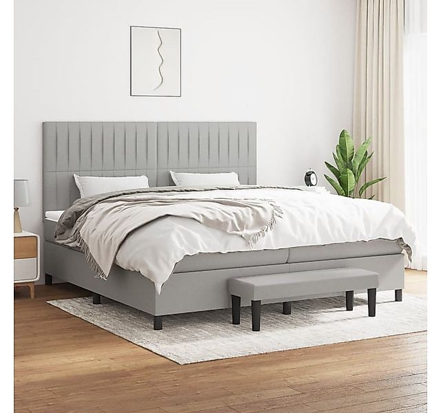 vidaXL Boxspringbett Boxspringbett mit Matratze Hellgrau 200x200 cm Stoff B günstig online kaufen