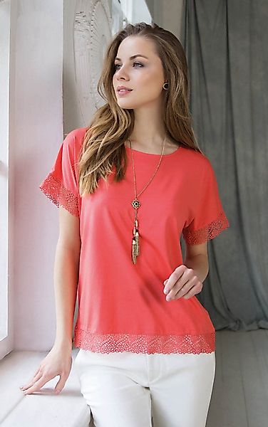 Passioni T-Shirt mit Spitzendetails an Saum günstig online kaufen