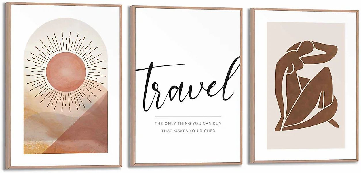 Reinders Wandbild "Sonne Abstrakt - Zitat - Reisen - Wüste - Frau" 3 Stk. t günstig online kaufen