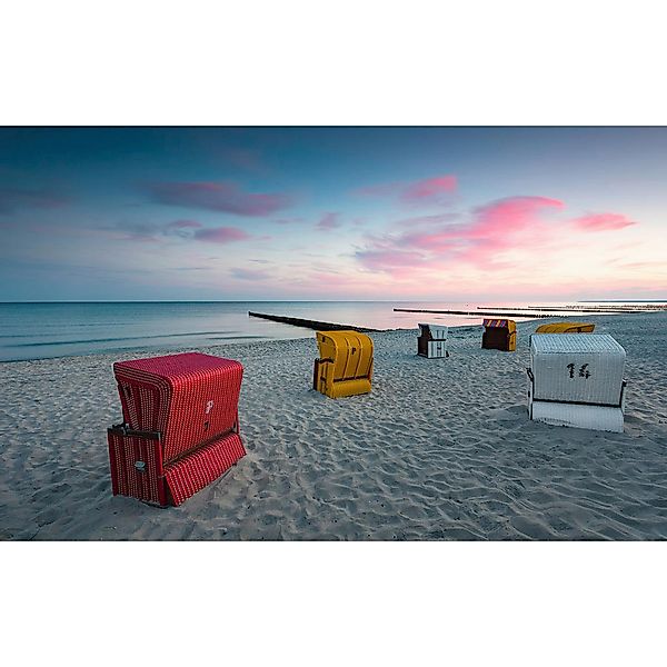 Sanders & Sanders Fototapete Strand Blau Grau und Rosa 450 x 280 cm 612647 günstig online kaufen