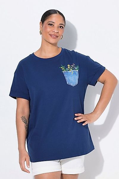 MIAMODA T-Shirt T-Shirt Boxy Fit Brusttaschen-Druck mit Glitzer günstig online kaufen