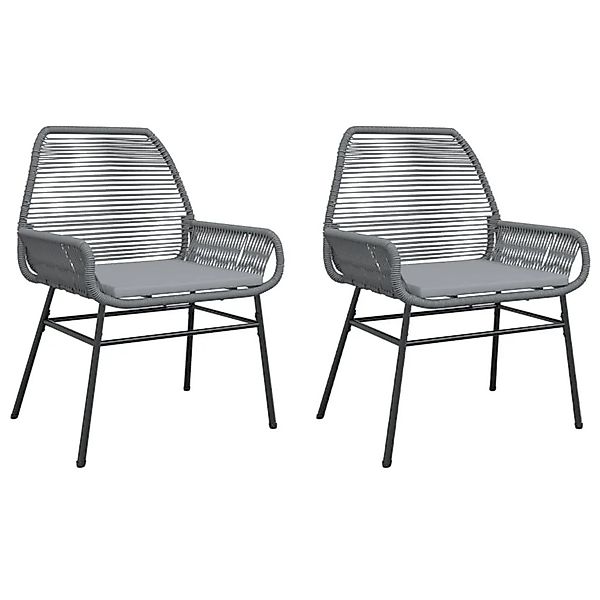 vidaXL Gartenstühle 2 Stk mit Kissen Grau Poly Rattan 369097 günstig online kaufen