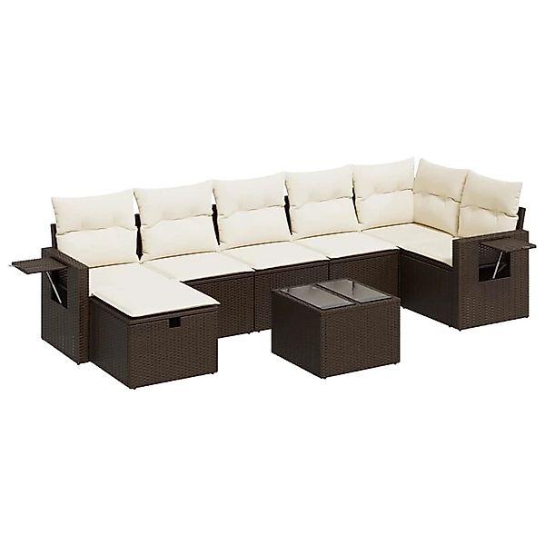 vidaXL 8-Tlg Garten-Sofagarnitur mit Kissen Braun Poly Rattan 3325519 günstig online kaufen