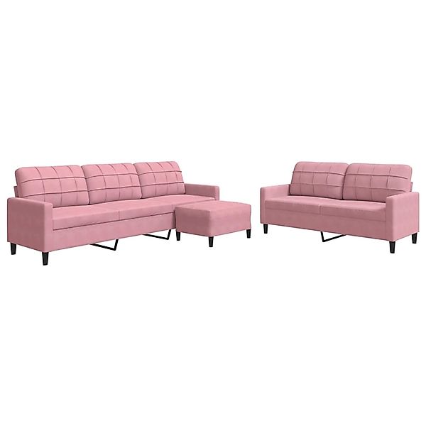 vidaXL 3-Tlg Sofagarnitur mit Kissen Rosa Samt 3278484 günstig online kaufen