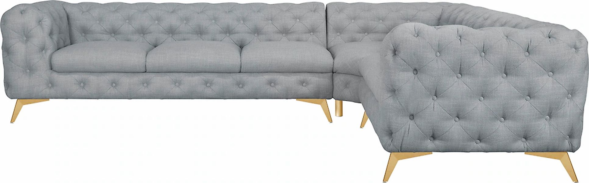 Leonique Chesterfield-Sofa "Ecksofa GLYNIS L-Form mit Wellenunterfederung, günstig online kaufen