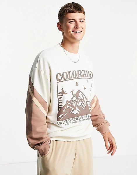 ASOS DESIGN – Oversize-Sweatshirt mit Streifendetail im Blockfarbendesign u günstig online kaufen