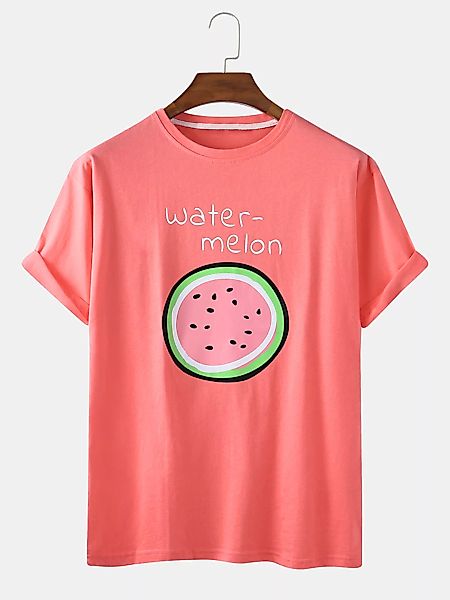 Herren Baumwolle Vierfarbige Obst Print Casual Home T-Shirt günstig online kaufen